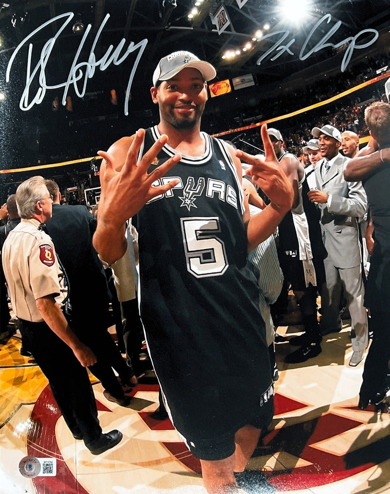 Robert Horry Signed Spurs 11x14 Photo w/ 7x Champ Beckett Witness BAS COA