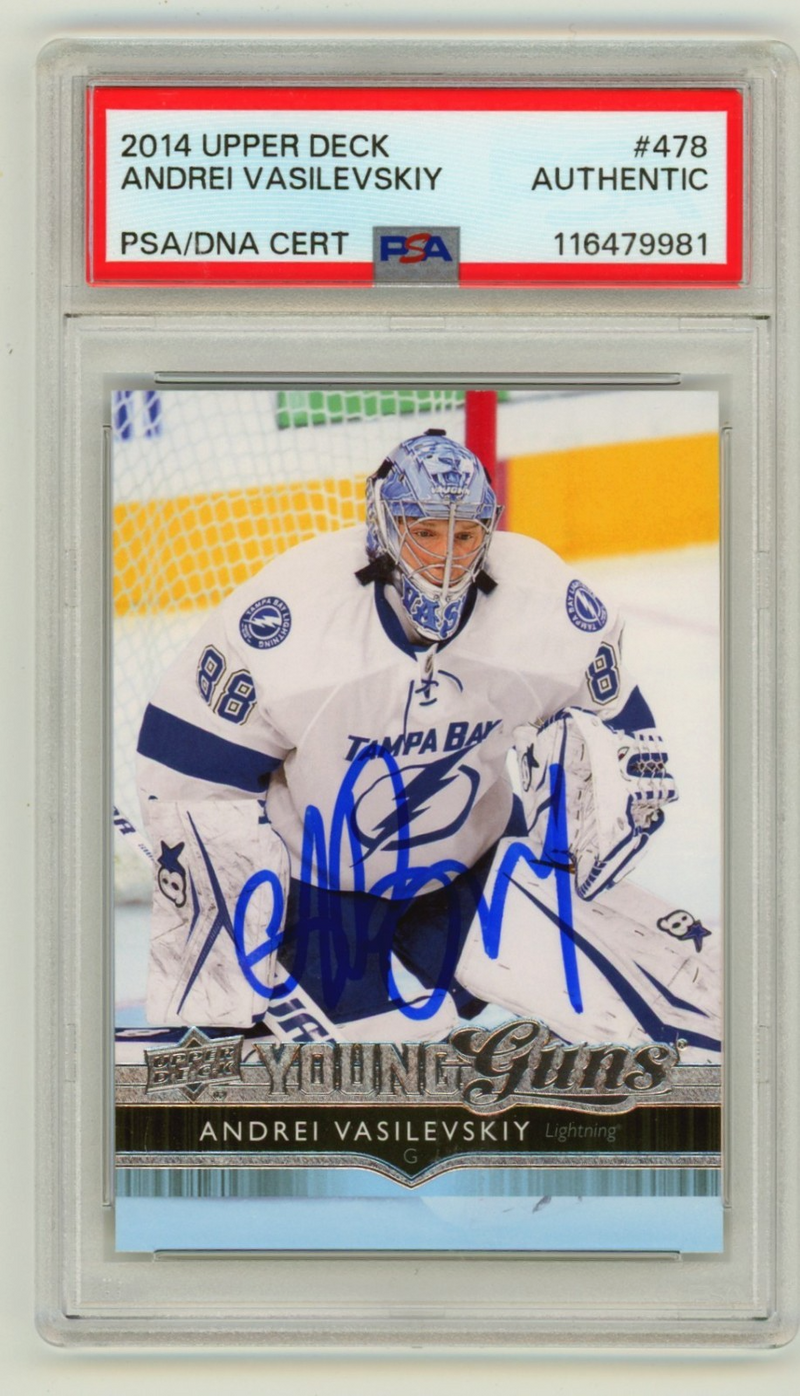 Andrei Vasilevskiy 2014-15 Upper Deck #478 Young Guns Signed Rookie RC PSA Auto
