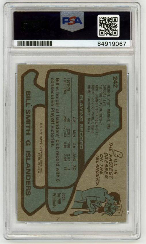 Billy Smith 1979-80 Topps #242 Signed PSA Authentic Auto Black Islanders HOF