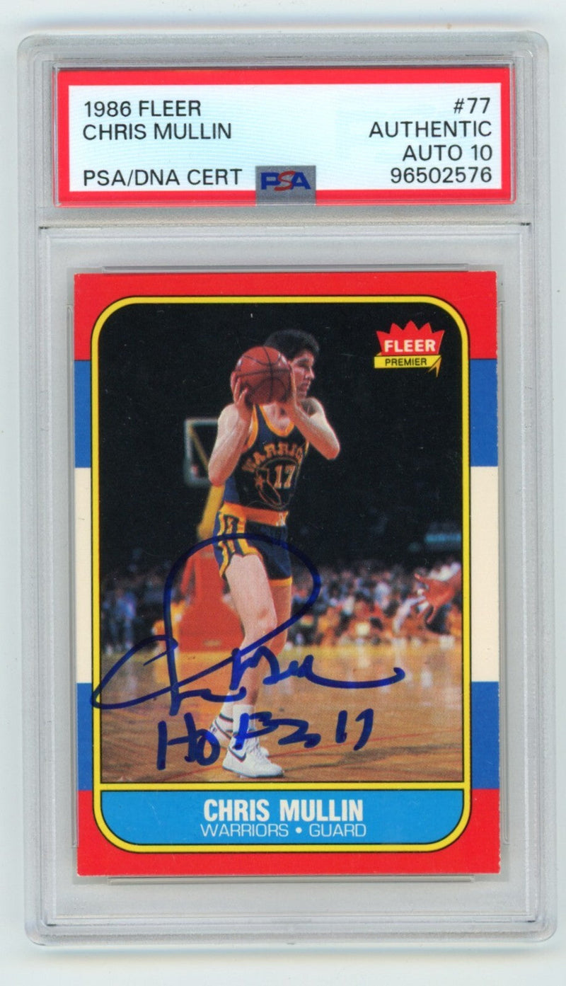 Chris Mullin 1986 Fleer #77 Rookie RC Signed w/ HOF 2011 PSA 10 Auto Warriors