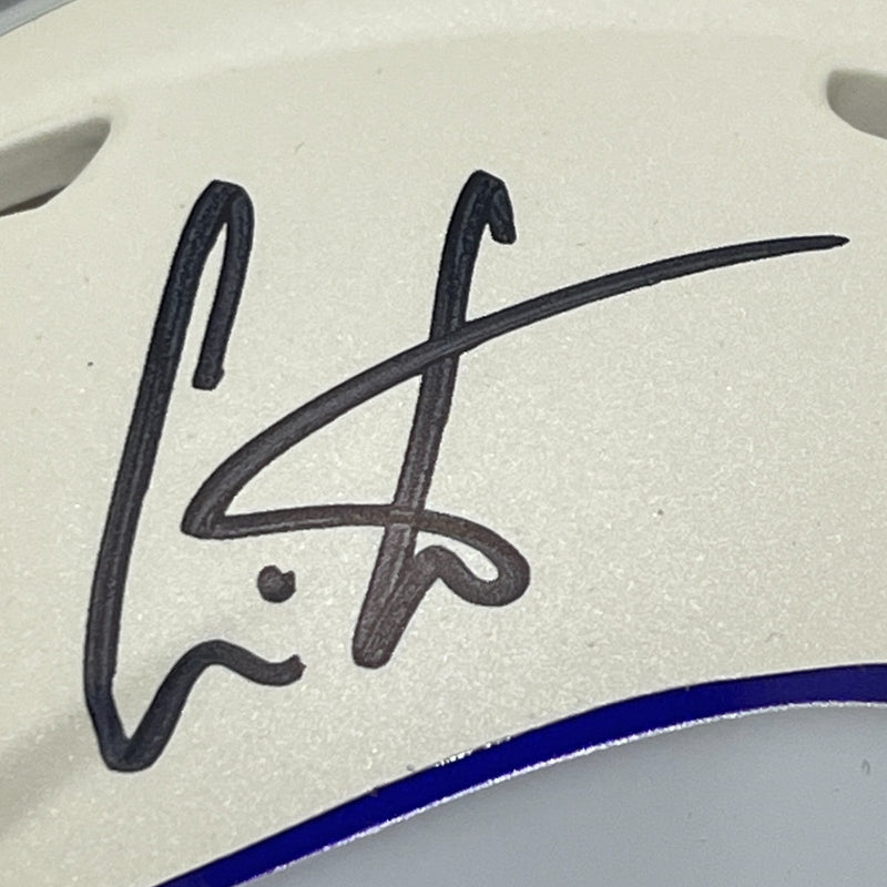 Cris Carter Signed Minnesota Vikings Alt White Mini Helmet Beckett Wit. BAS COA