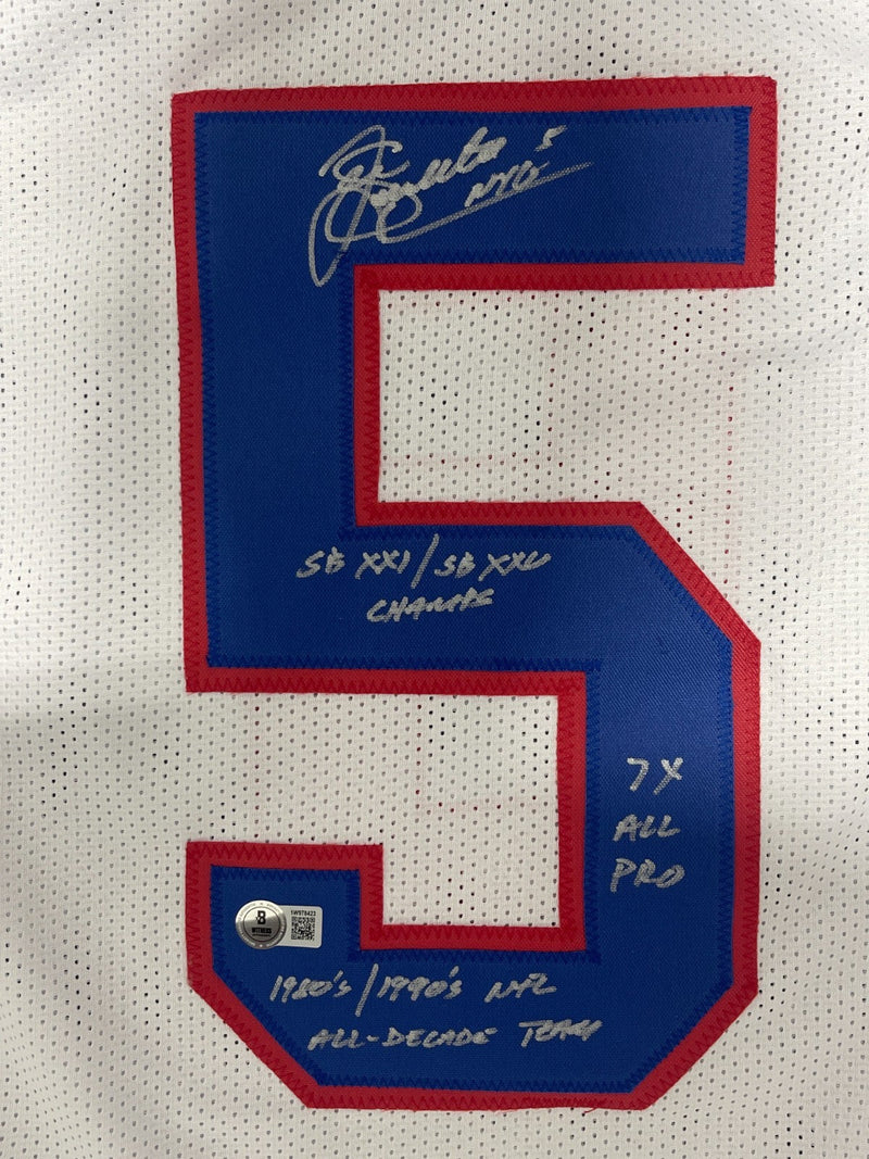 Sean Landeta Signed New York Giants Custom Jersey w/ 3 Ins Beckett Wit BAS COA