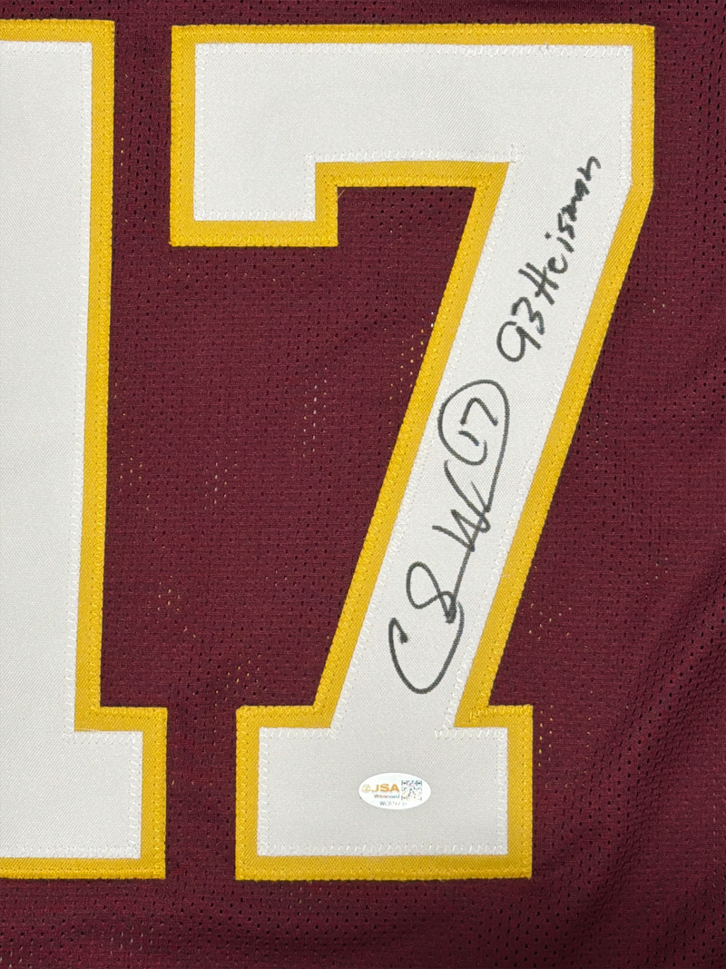 Charlie Ward Signed Florida State Custom Jersey w/ 93 Heisman JSA Witness COA