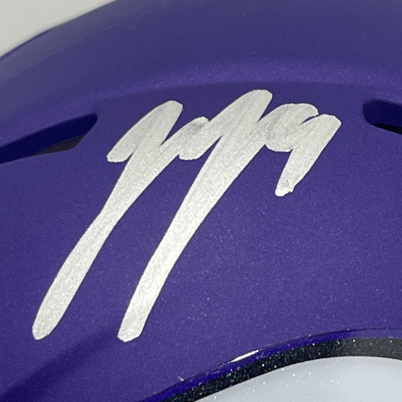 J.J. McCarthy Signed Minnesota Vikings Speed Mini Helmet Beckett Witness BAS COA