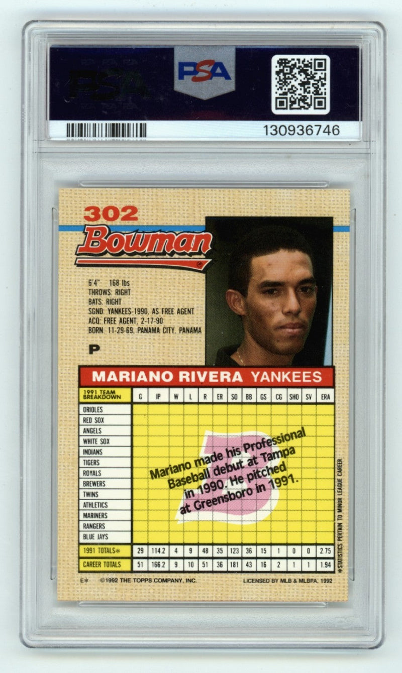 Mariano Rivera 1992 Bowman #302 Signed Rookie RC w/ Thank Lord Insc. PSA 10 Auto