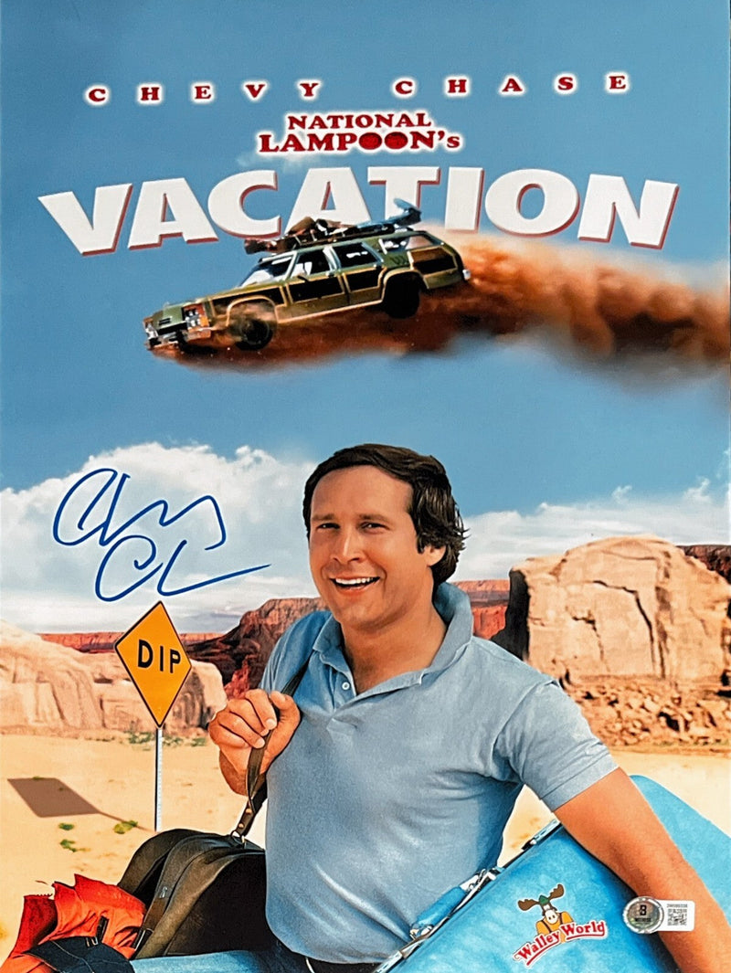 Chevy Chase Signed Auto 11x17 Mini Poster Photo Vacation Beckett Witness BAS COA