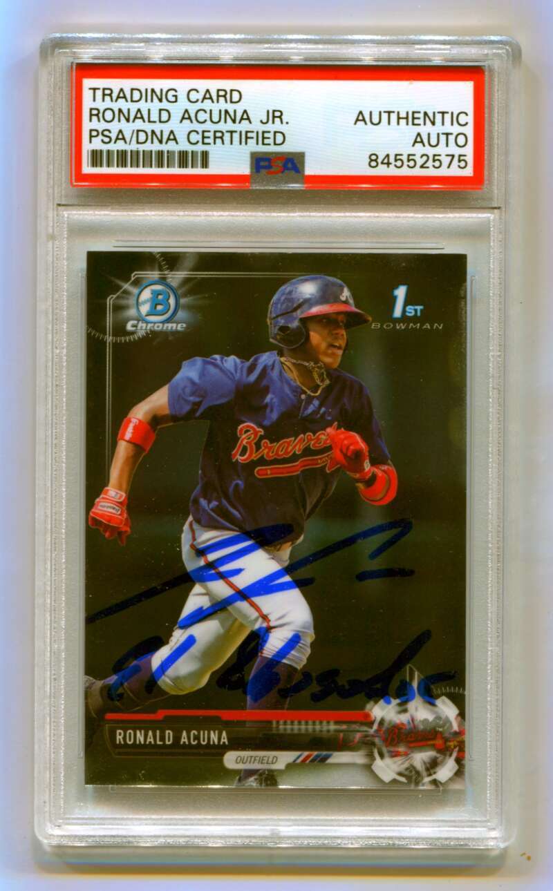 Ronald Acuna Jr 2017 Bowman Chrome 1st El Abusador Ins Signed PSA Authentic Auto