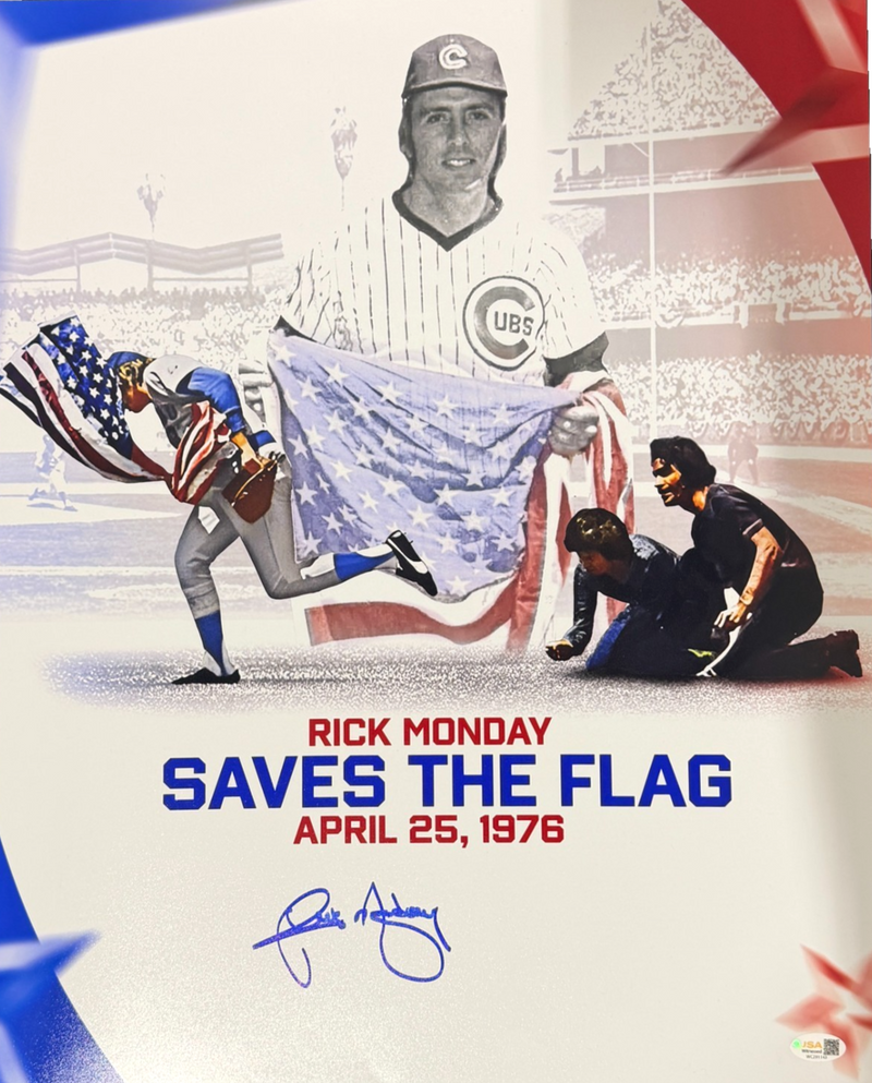 Rick Monday Signed Cubs LE 16x20 Photo Saves The Flag Image JSA Witness COA