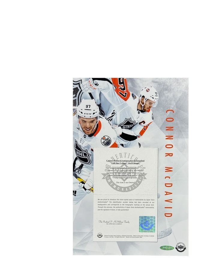 Connor McDavid Signed All Star 16x20 Photo w/ Inscription Upper Deck UDA COA