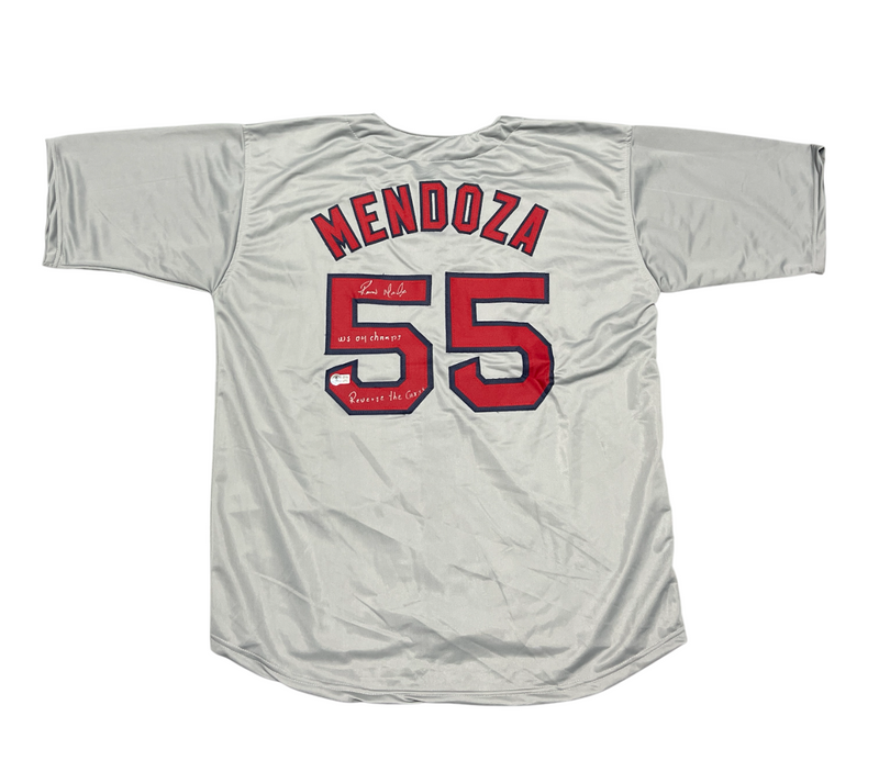 Ramiro Mendoza Signed Custom Red Sox Jersey w/ 2 WS Ins Beckett Witness BAS COA