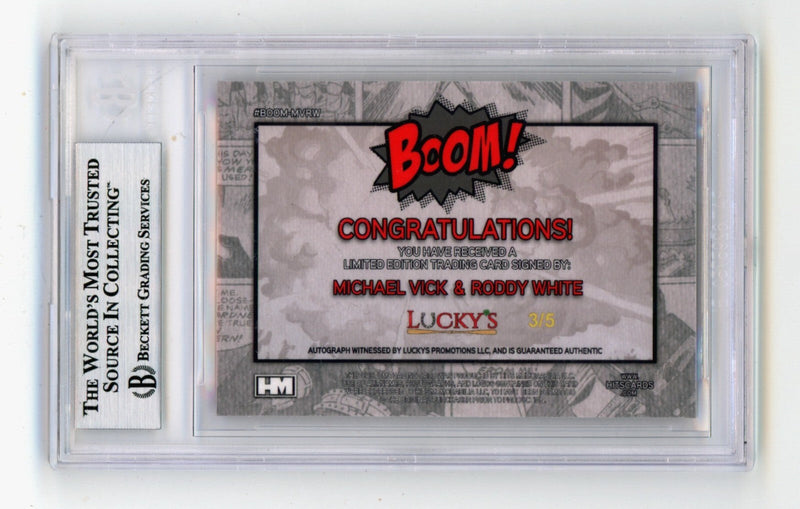 Mike Vick & Roddy White 2024 Hits Memorabilia BOOM Red /5 Signed BGS BAS Auto