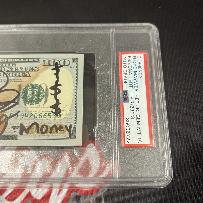 Floyd Mayweather Jr Signed $100 Bill US Currency x4 Inscriptions PSA 10 Auto F