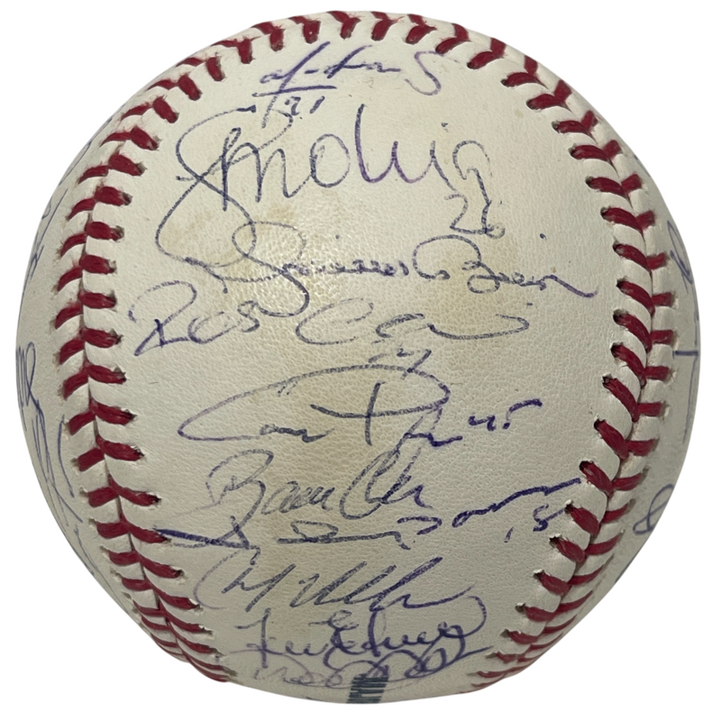 2008 New York Yankees (36) Signed Autographed Final Season Logo Baseball JSA LOA