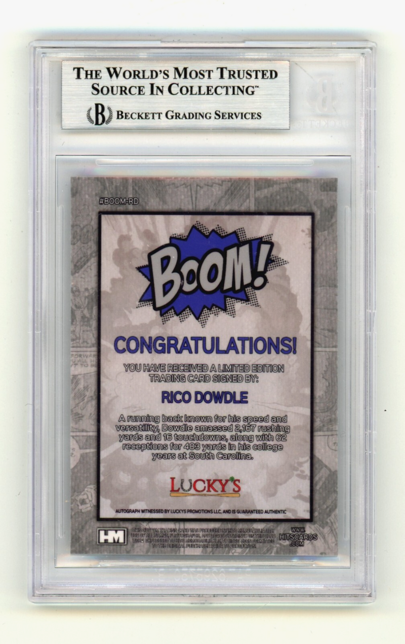 Rico Dowdle 2024 Hits Memorabilia BOOM Silver Signed BGS BAS Auto Cowboys