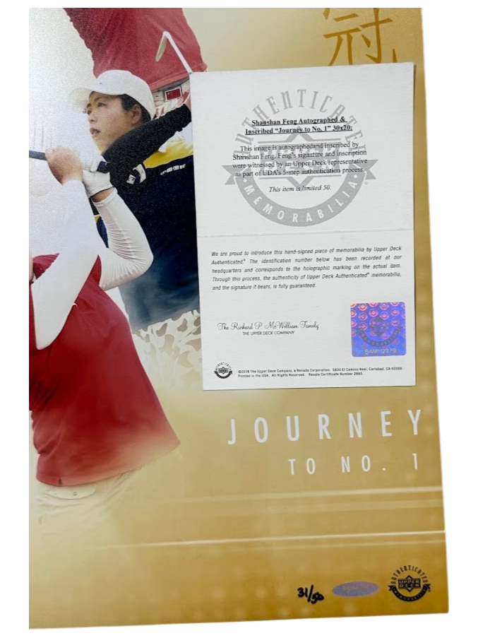 Shanshan Feng Signed Journey to No 1 30x20 Photo Insc. #31/50 Upper Deck UDA COA