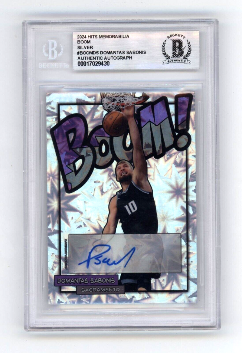 Domantas Sabonis 2024 Hits Memorabilia BOOM Silver JSY 10/10 Signed BGS BAS Auto