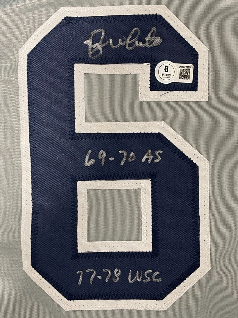 Roy White Signed New York Yankees Custom Jersey w/ 2 Insc Beckett Wit BAS COA