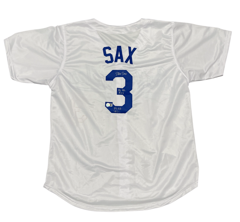 Steve Sax Signed Los Angeles Dodgers Custom Jersey w/ 2 Insc Beckett W BAS COA