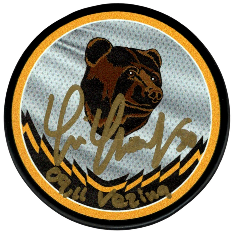 Tim Thomas Signed Bruins Reverse Retro Puck w/ 09 11 Vezina Beckett Wit BAS COA