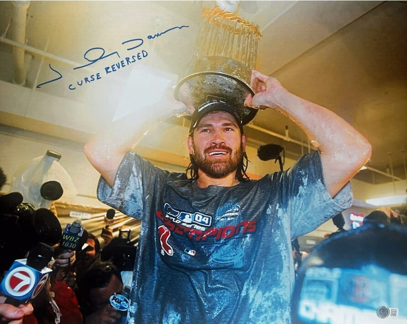 Johnny Damon Signed Auto 16x20 Photo Red Sox w/ Curse Reversed Beckett W BAS COA