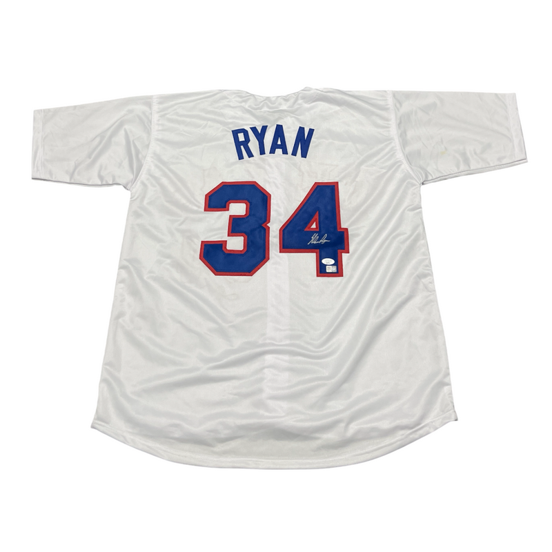 Nolan Ryan Signed Texas Rangers Custom White Jersey JSA COA + RYAN HOLO