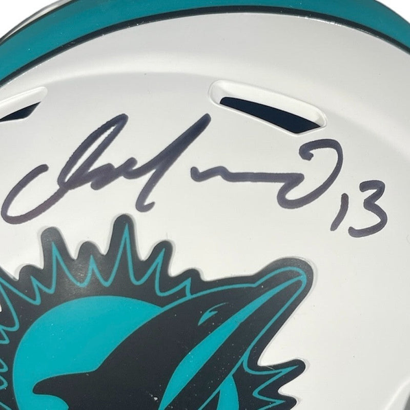 Dan Marino Signed Dolphins Lunar Mini Helmet Beckett Witness BAS COA