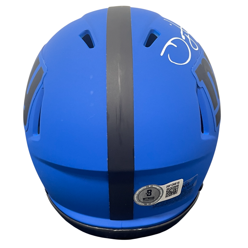 David Tyree Signed New York Giants Rave Mini Helmet Beckett Witness BAS COA