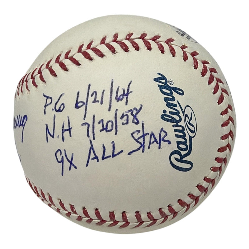 Jim Bunning Signed Autographed ROMLB Baseball w/ 8 Stat Insc JSA COA Phillies
