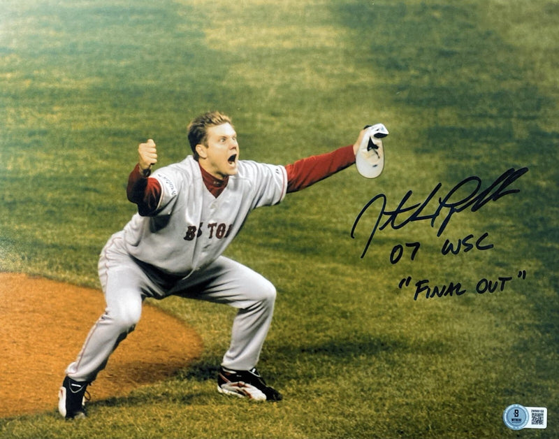Jonathan Papelbon Signed Red Sox 11x14 Photo 07 WSC Final Out Beckett W BAS COA