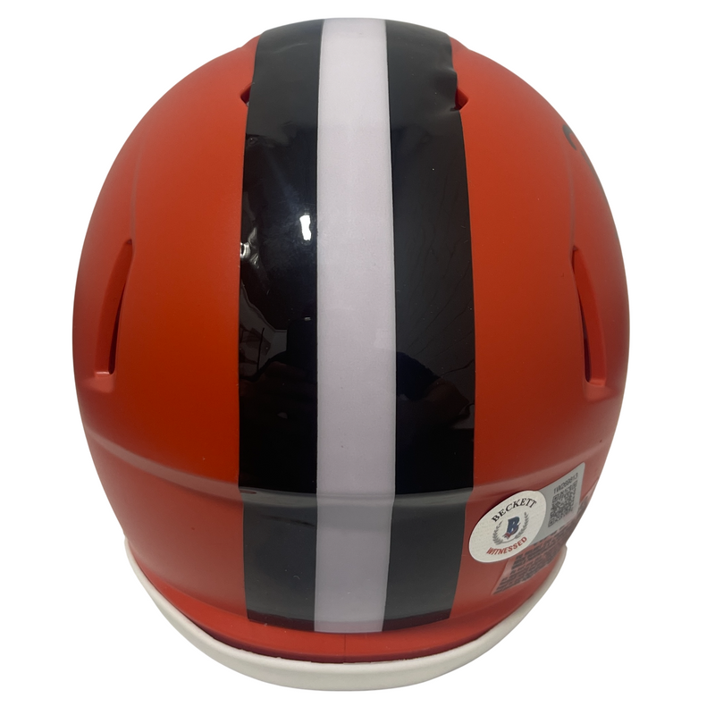 David Njoku Signed Cleveland Browns Speed Mini Helmet Beckett Witness BAS COA