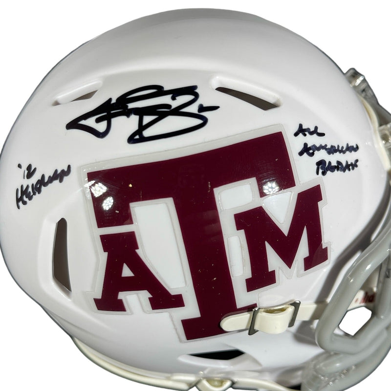 Johnny Manziel Signed Texas A&M Speed Mini Helmet w/ 2 Insc Beckett Wit BAS COA