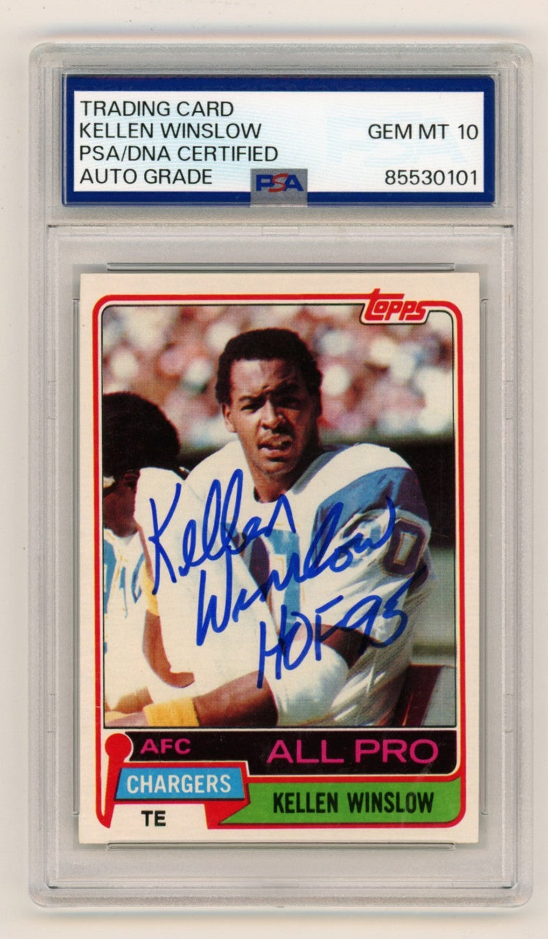 Kellen Winslow 1981 Topps 150 Signed Rookie RC w/ HOF Insc. PSA 10 Auto Chargers