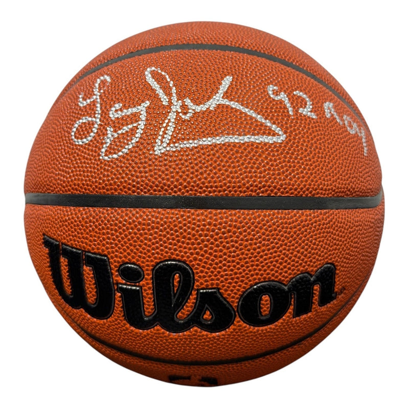 Larry Johnson Signed Autographed Wilson NBA Basketball w/ 92 ROY JSA Witness COA