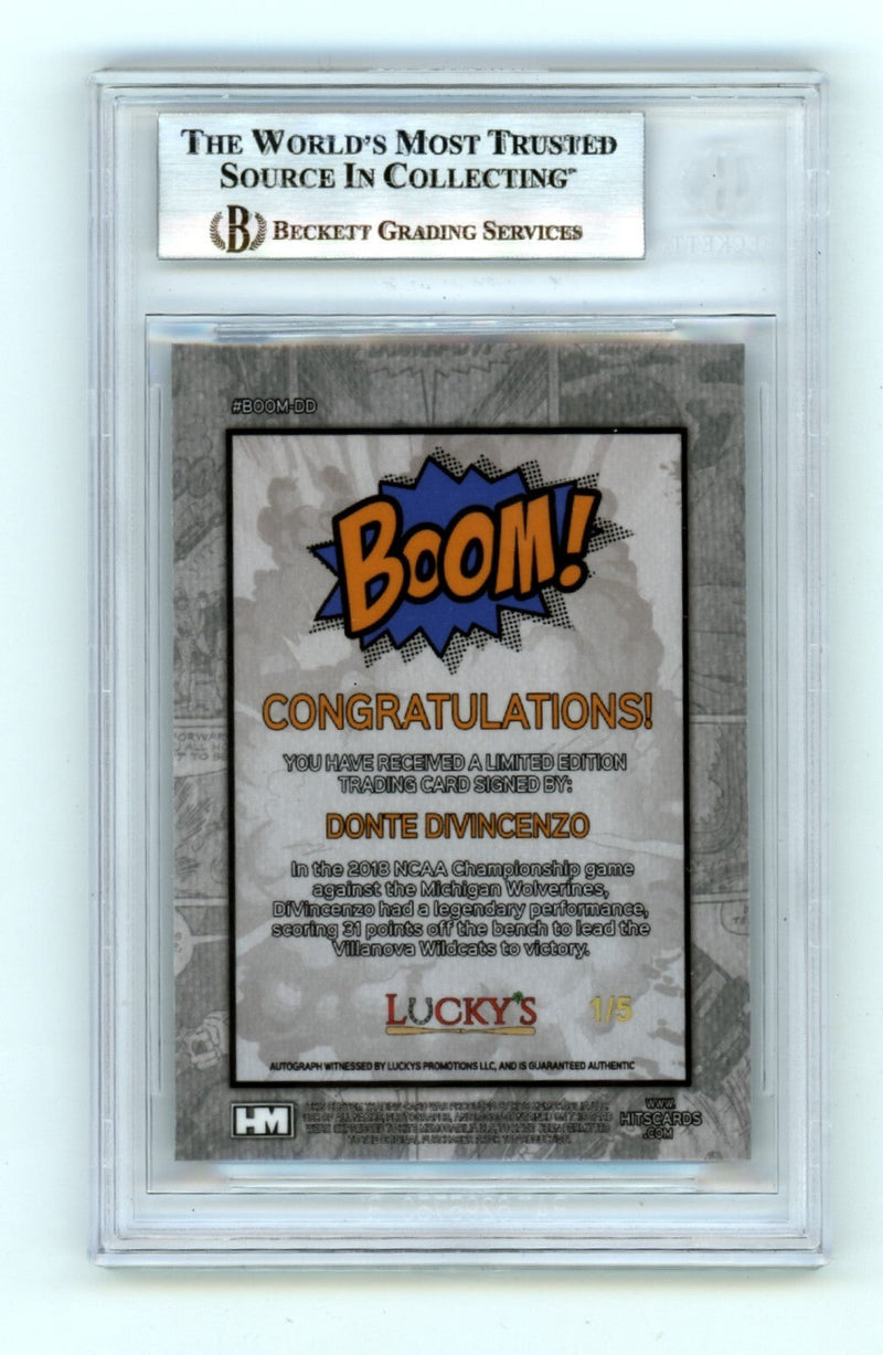 Donte DiVincenzo 2024 Hits Memorabilia BOOM Blue #/5 Signed BGS BAS Auto Knicks
