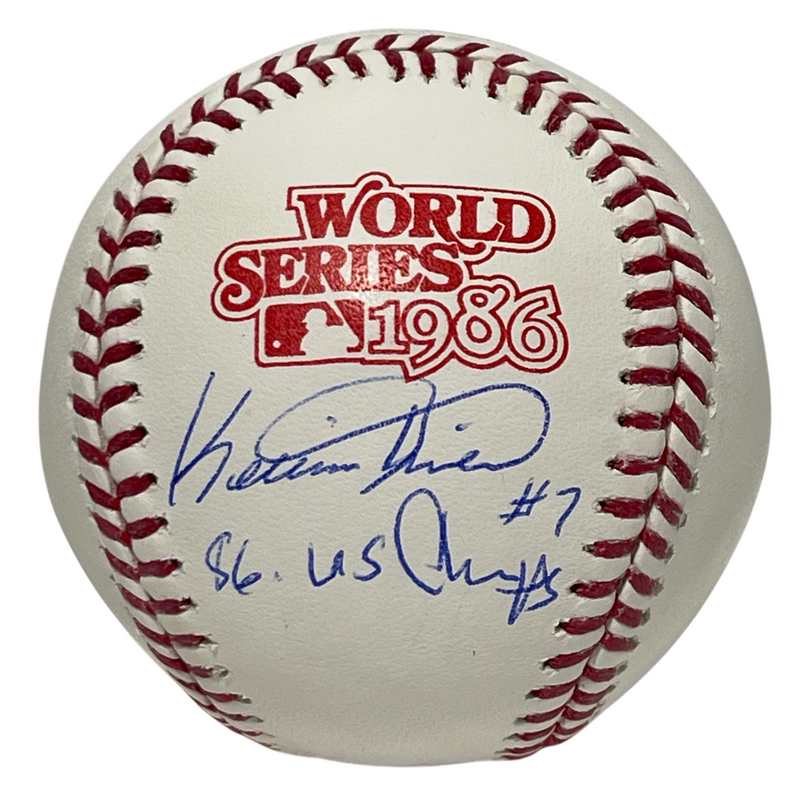 Kevin Mitchell Signed Auto 1986 World Series Baseball WS Champs Beckett BAS COA