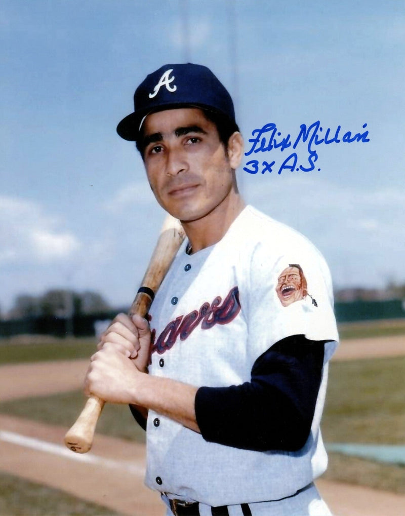 Felix Millan Signed Autographed Atlanta Braves 8x10 Photo w/ 3x AS LSCM COA
