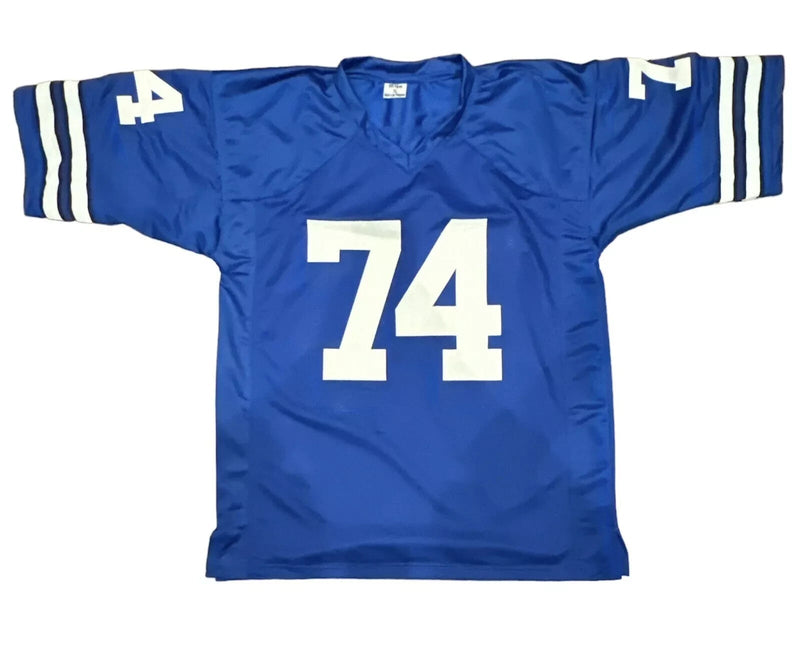 Bob Lilly Signed Dallas Cowboys Blue Custom Jersey w/ 4 Ins Beckett Wit BAS COA
