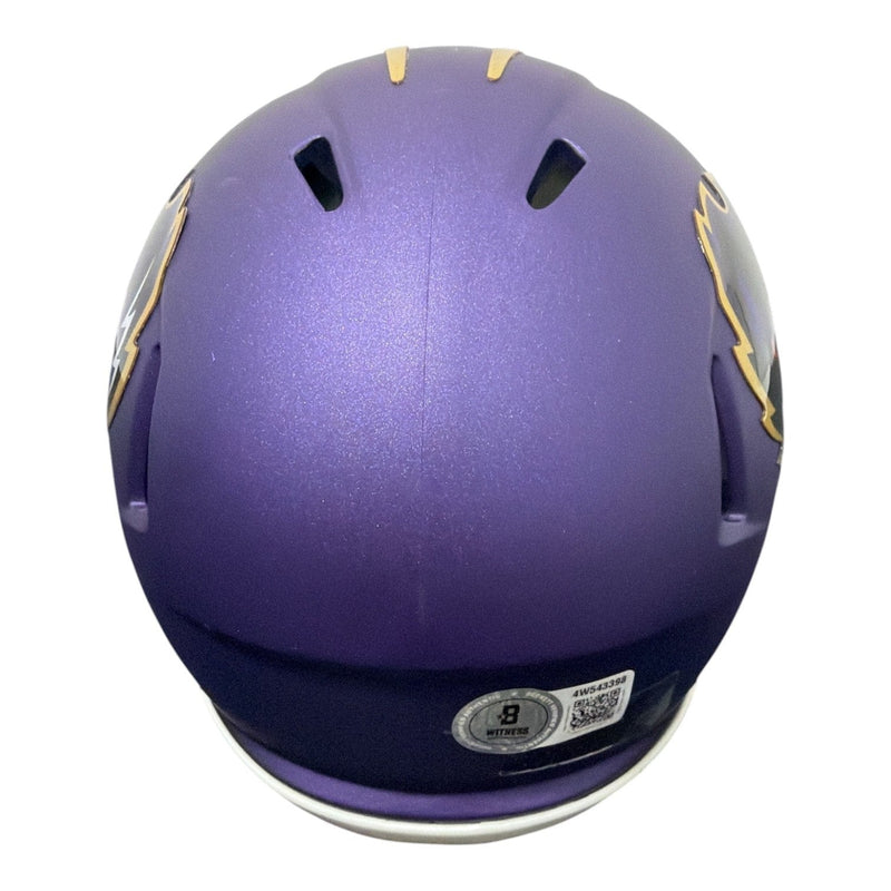 Terrell Suggs Signed Baltimore Ravens ALT Mini Helmet Beckett Witness BAS COA