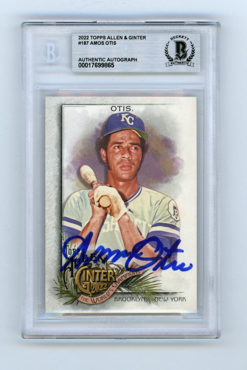 Amos Otis 2022 Topps Allen & Ginter #187 Signed Beckett BGS BAS Auto Royals