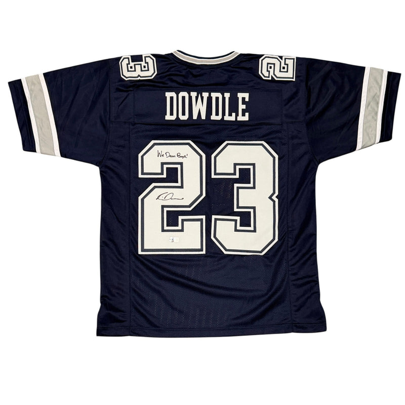 Rico Dowdle Signed Cowboys Custom Jersey w/ We Dem Boys! Beckett Witness BAS COA