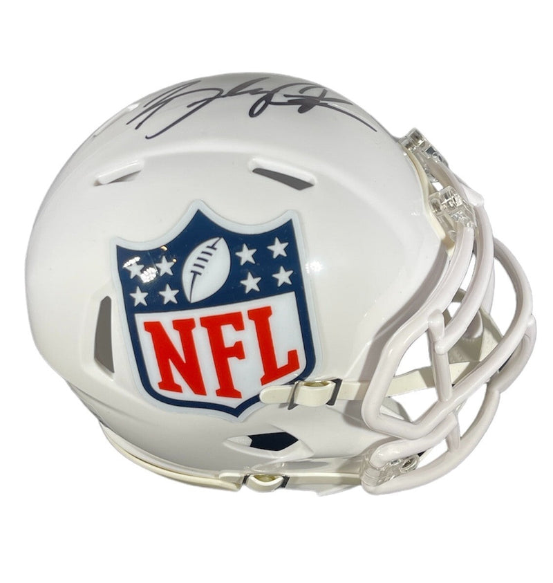 Brady Cook Signed NFL Logo White Mini Helmet w/ Full Name Beckett BAS COA
