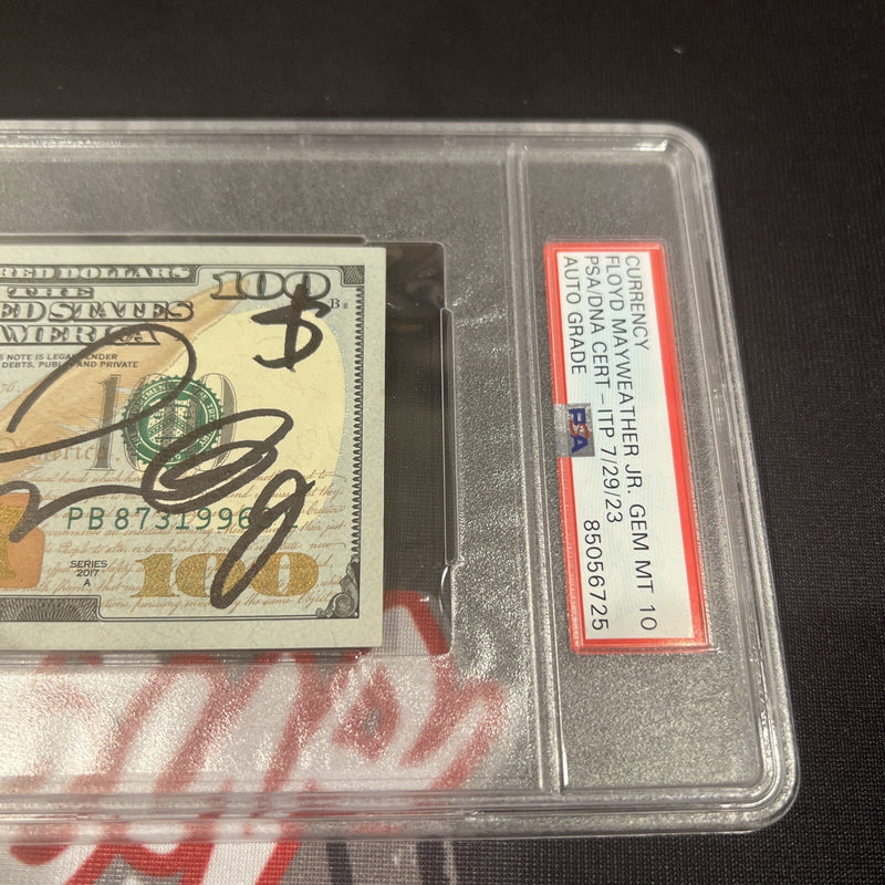 Floyd Mayweather Jr Signed $100 Bill US Currency x4 Inscriptions PSA 10 Auto K