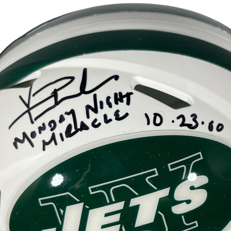 Vinny Testaverde Signed Jets TB 98-18 Mini Helmet w/ Ins Beckett Witness BAS COA