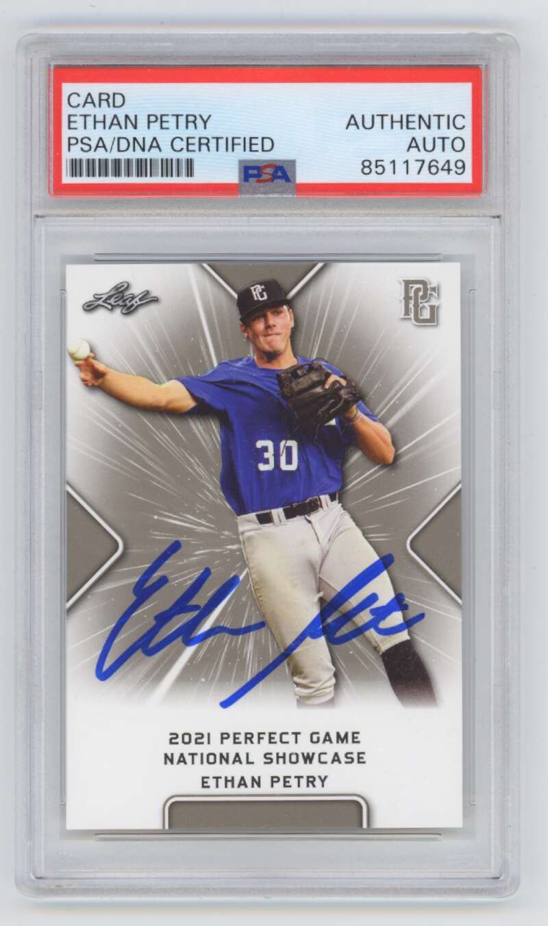 Ethan Petry 2021 Leaf Perfect Game #36 Signed PSA DNA Authentic Auto Nationals