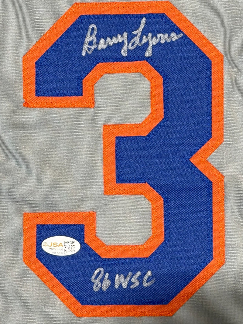 Barry Lyons Signed New York Mets Custom Jersey w/ 86 WSC JSA Witness COA