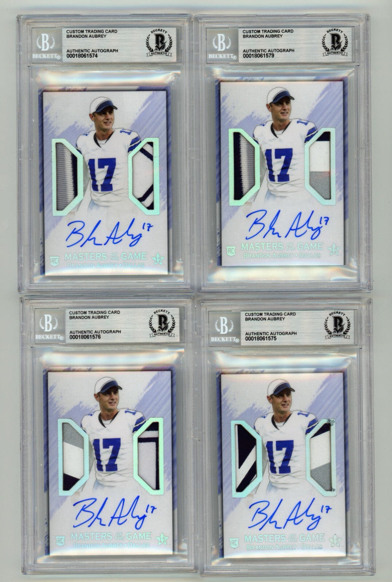Brandon Aubrey 2023 Hits Memorabilia Silver V RPA Dual Patch Auto RC /17 BGS BAS