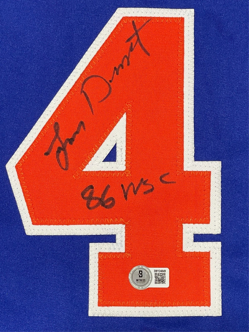 Lenny Dykstra Signed NY Mets Custom Jersey w/ 86 WSC Beckett Witness BAS COA