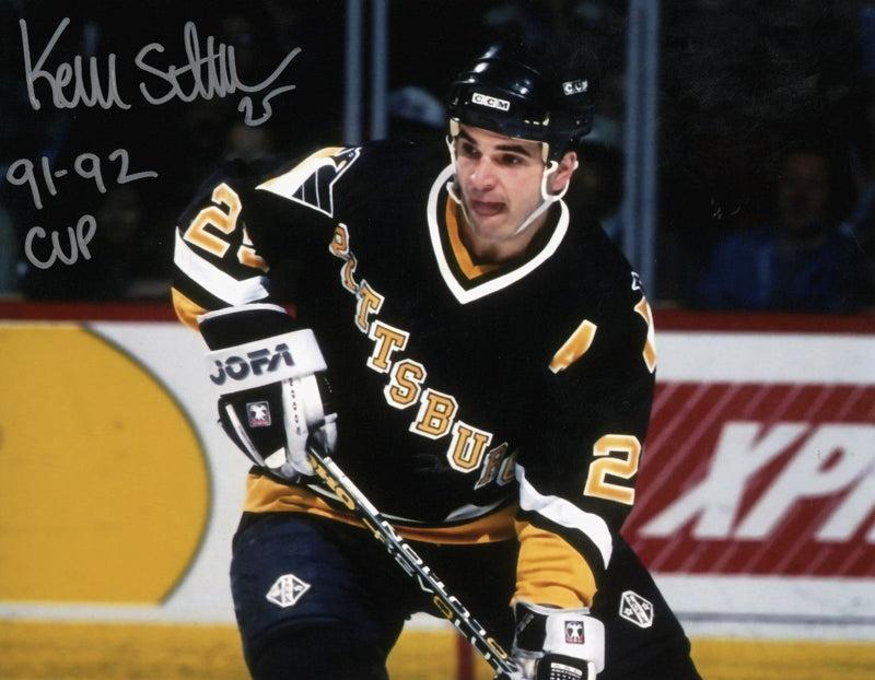 Kevin Stevens Signed Pittsburgh Penguins 8x10 Photo w/ 91-92 Cup LSCM COA #3