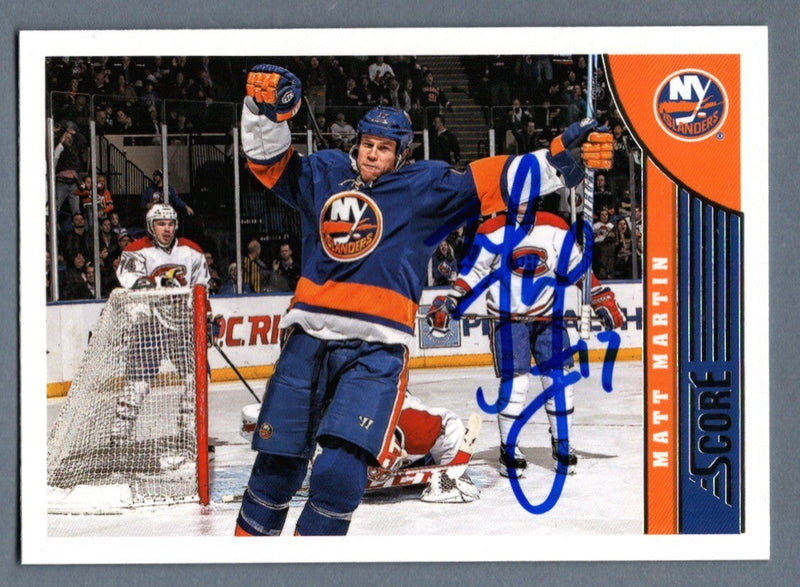 Matt Martin Signed 2013-14 Panini Score Hockey #323 LSCM COA New York Islanders