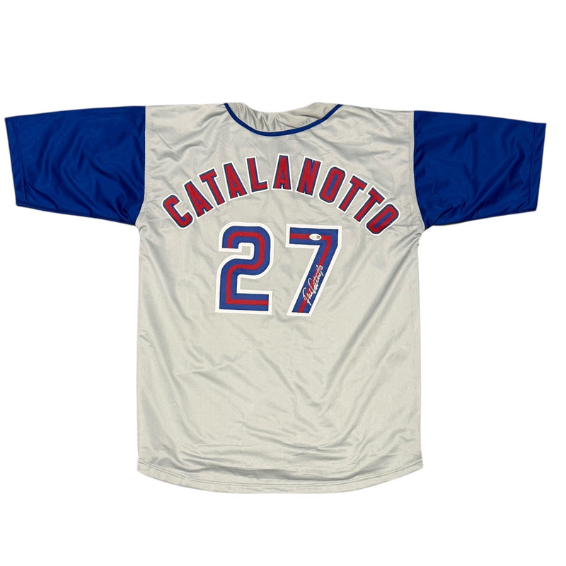 Frank Catalanotto Signed Toronto Blue Jays Custom Jersey JSA Witness COA